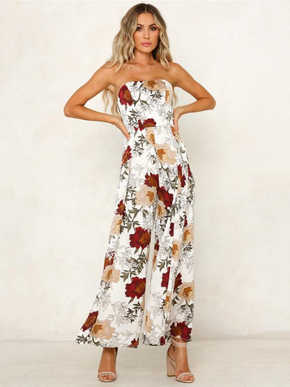 Off Shoulder Floral Printed Bohemia Jumpsuits