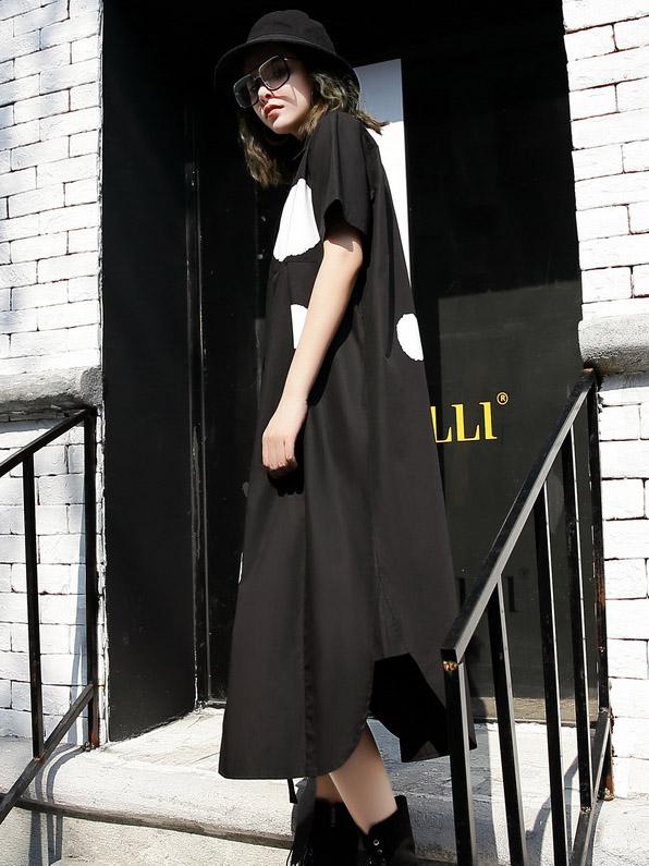 Elegant Polka-dot Printed Long Dress