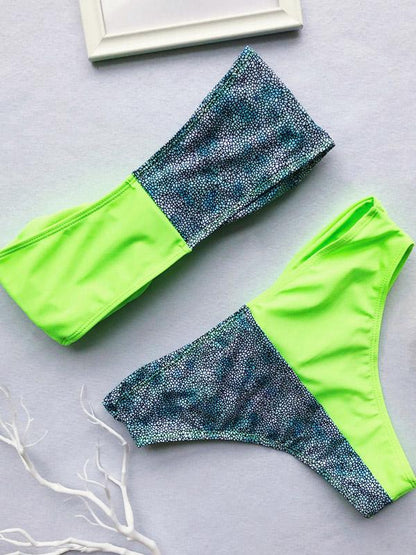 Contrast Ruched Bikini Set