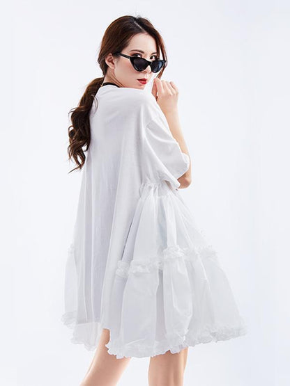 Asymmetric Split-joint Solid Mini Dress