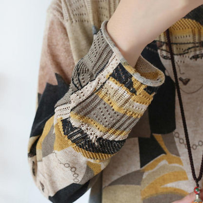 Buykud Casual Cartoon Character Printed Loose Sweater