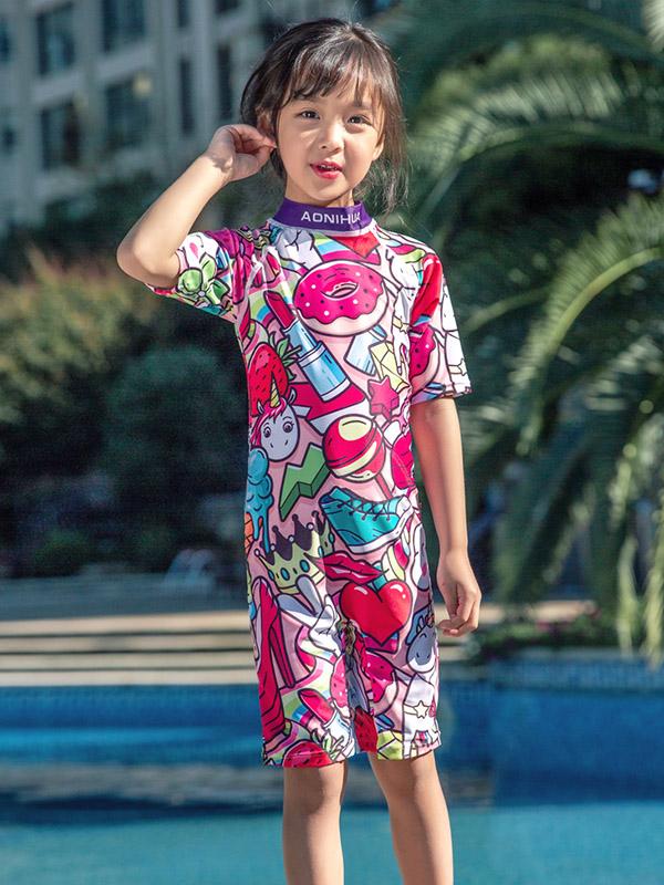 AONIHUA Graffiti Printed Jumpsuit Lovely Gril Swimwear