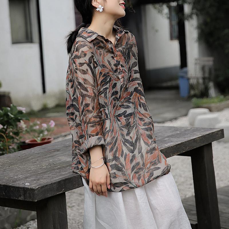 Buykud Printed Casual Turn-down Collar Comfortable Shirt