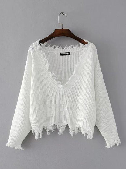 Fashion V-neck Backless Knitting Sweater Tops