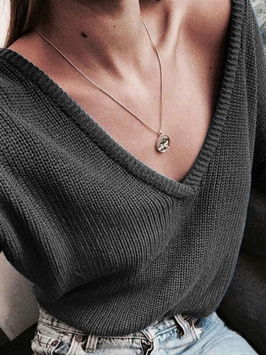 Simple 7 Colors V-neck Sweater Tops