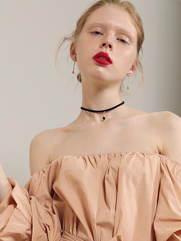 Gold Color Star Black Choker  Neclace