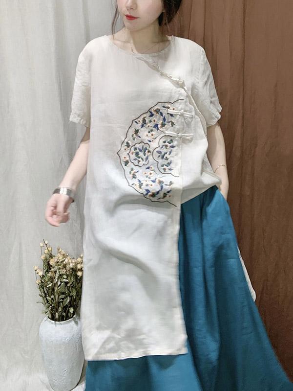 Original Embroidered Buckle Irregularity Tops