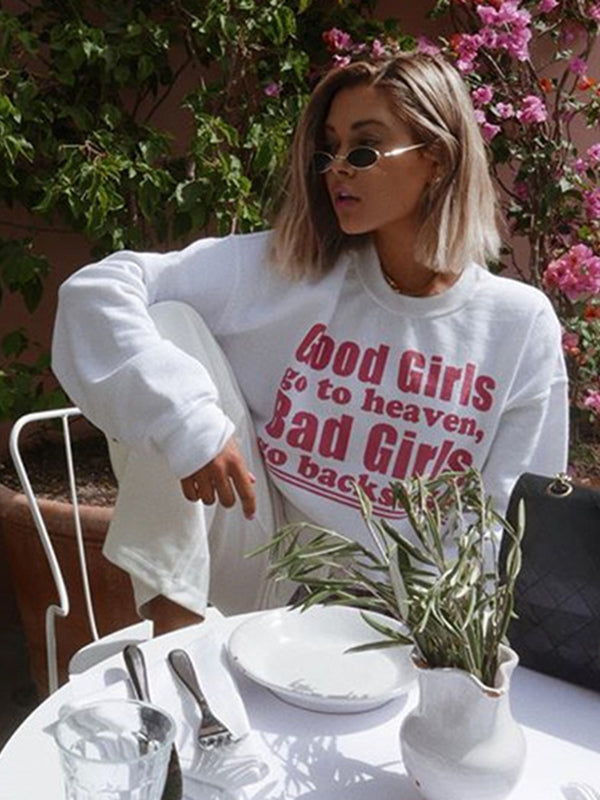 Casual Letter Print Sweat Shirts