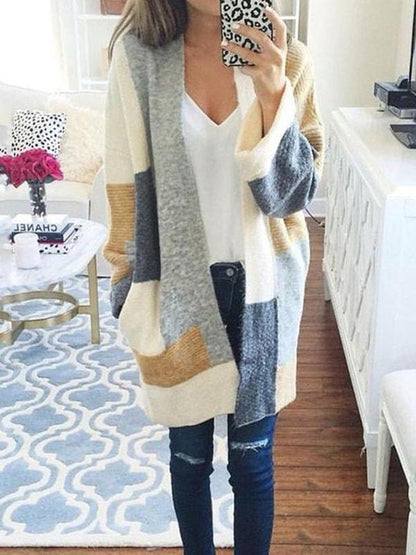 Solid Color Knitting Long Sleeves Cardigans Tops
