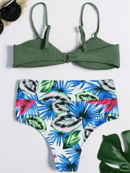 Random Calico Print Knot Front With Panty Bikini Set