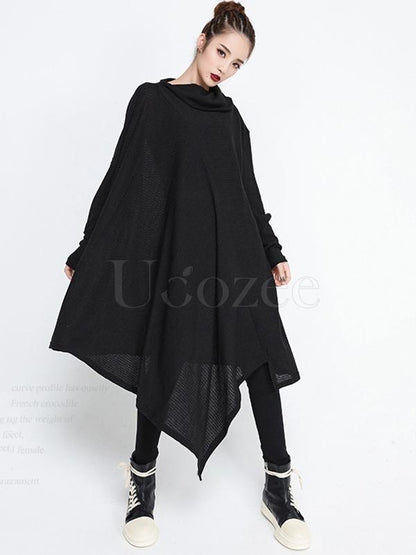 Loose Cropped Solid Goth Midi Dress