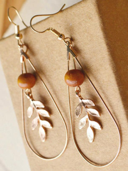 Vintage Leaf Pattern Alloy Earrings Accessories