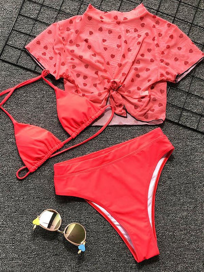 Printed Three-Piece Tankini Swimsuit