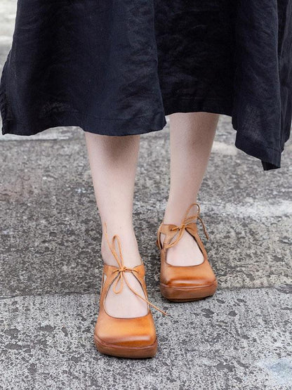 Genuine Leather Round Toe Sandals
