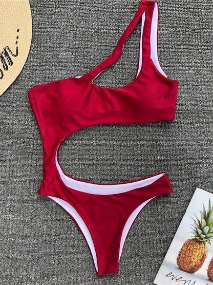 Sexy Cropped Solid One-piece Swimwear