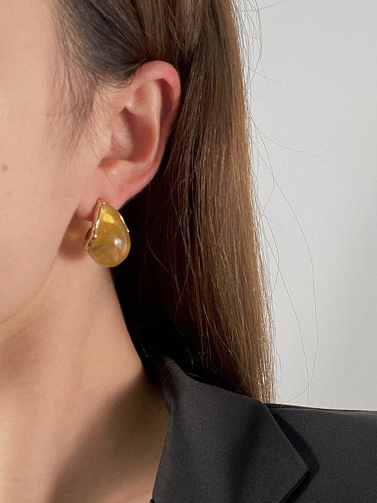 Original Stylish 3 Colors Resin Water Drop Geometry Earrings