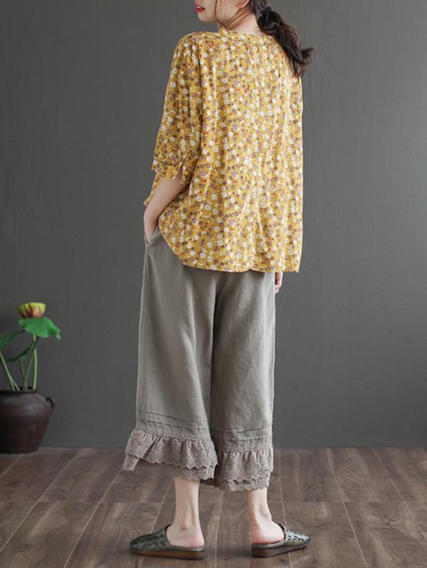 Artistic Retro Floral T-Shirts Tops