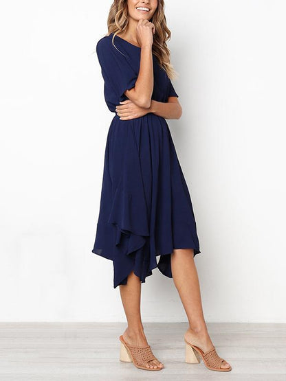 Bohemia Cropped Elastic Solid Midi Dresses