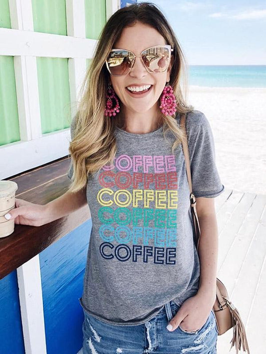 Letter Printed Short Sleeves T-shirt Top