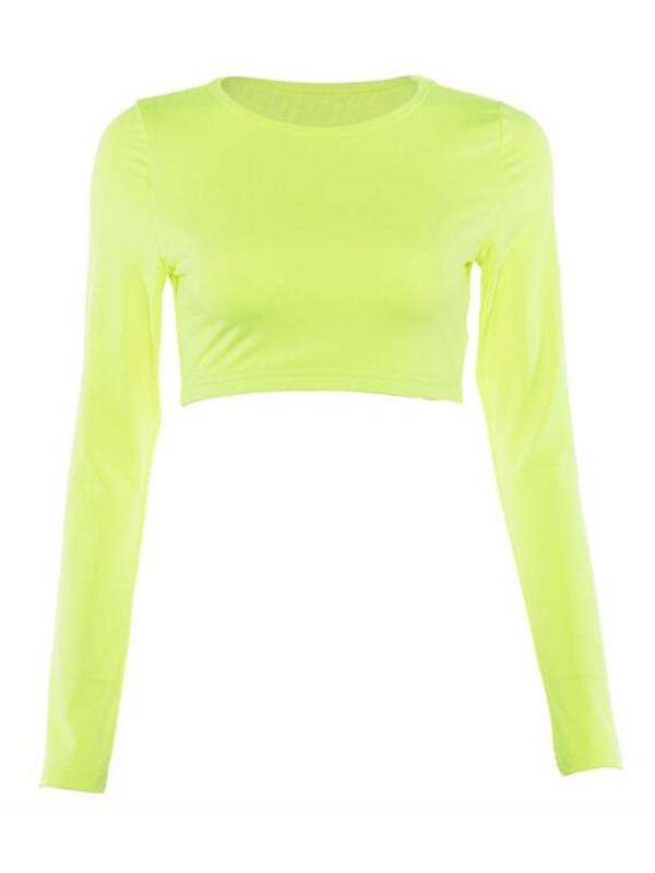 Fashion Solid Bodycon Long Sleeves Yoga Tops