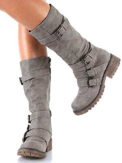 Fashion Low-heel Bandage Boots Shoes