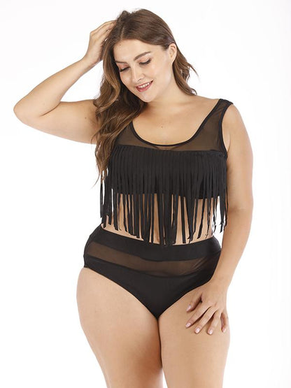 High Waist Tassels Plus Size Bikinis Swimwear
