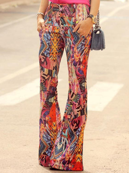 Fashion Floral Bell-bottoms Casual Pants