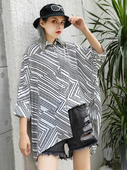 Backless Loose Asymmetric Blouse