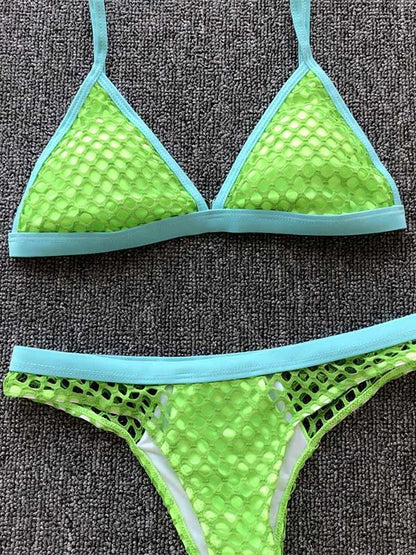 Hollow Contrast Bikini Swimsuit