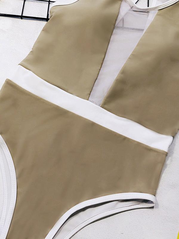 Split-Joint Thin Gauze One-Piece Swimsuit