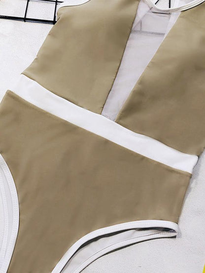 Split-Joint Thin Gauze One-Piece Swimsuit