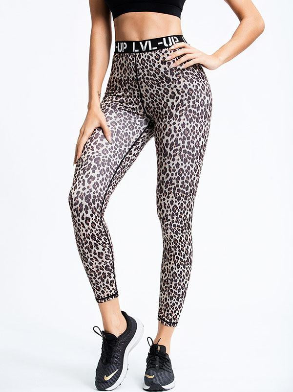 Leopard Letters Printed Quick Dry Yoga Legging