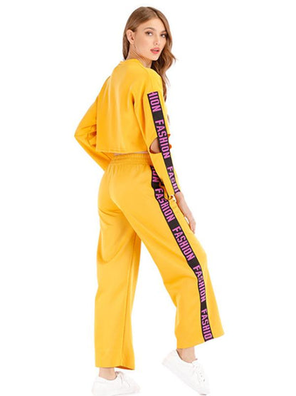 Letter Printed Split-Joint Sports Suits