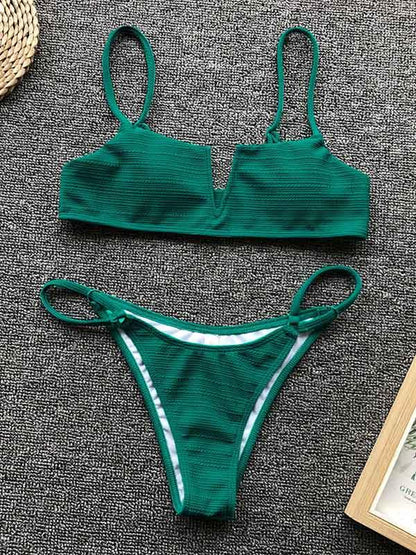 V Wired Textured Bikini Set