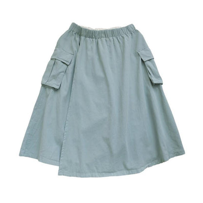 Double Layer Solid Color Pockets A-Line Skirt