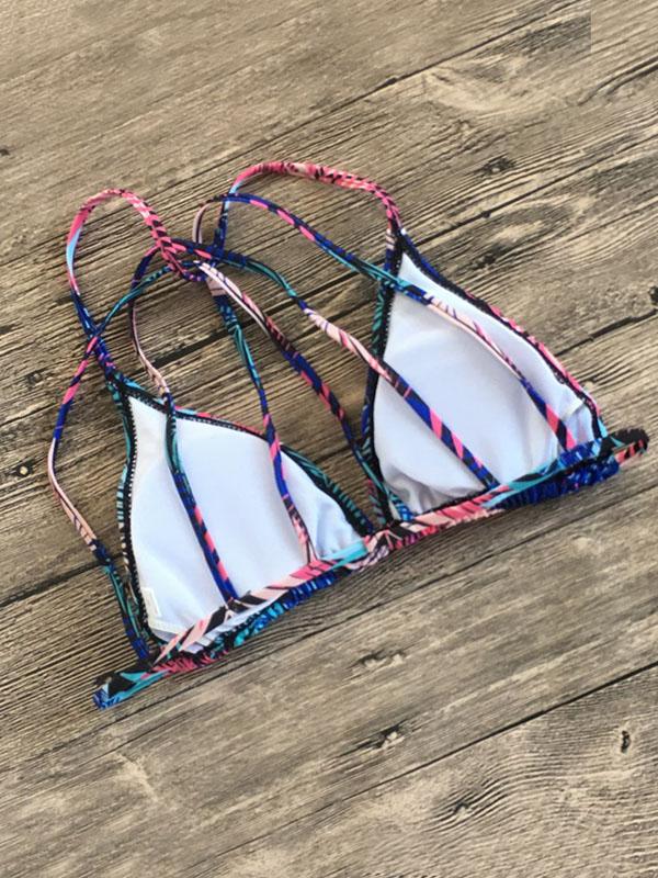 Printed Scrunch Lace Up Bikini Set