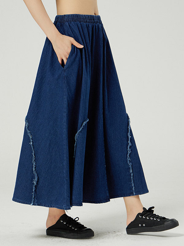 Simple Elasticity Waist Wide Leg Loose Pants
