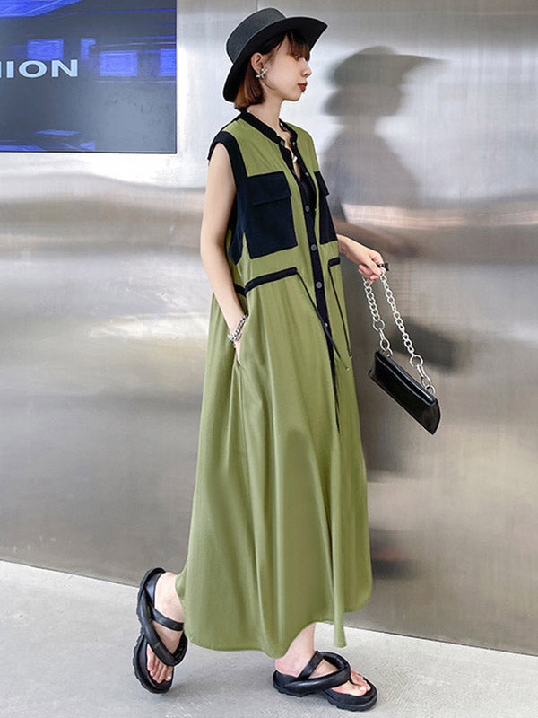 Original Sleeveless Drawstring H-Line Midi Dress