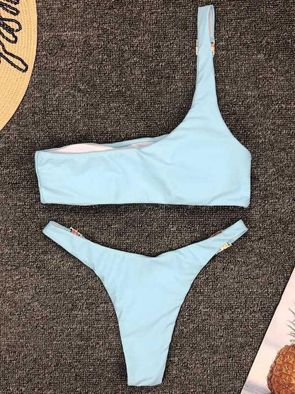 One Shoulder Top With High Cut Bikini