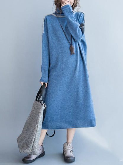 Casual Long Dress in Dark Blue or Light Blue Color