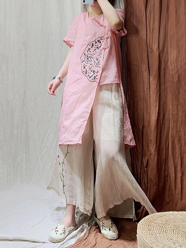 Original Embroidered Buckle Irregularity Tops