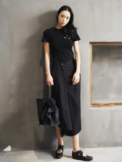 Black Cropped Wide-leg Three-quarter Pants