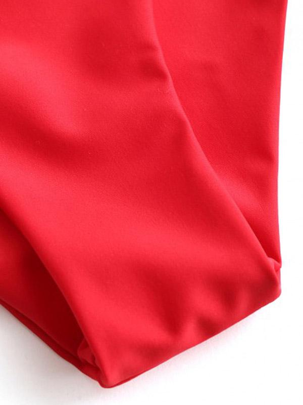 Solid Color Triangles Split Bikini Swimsuit