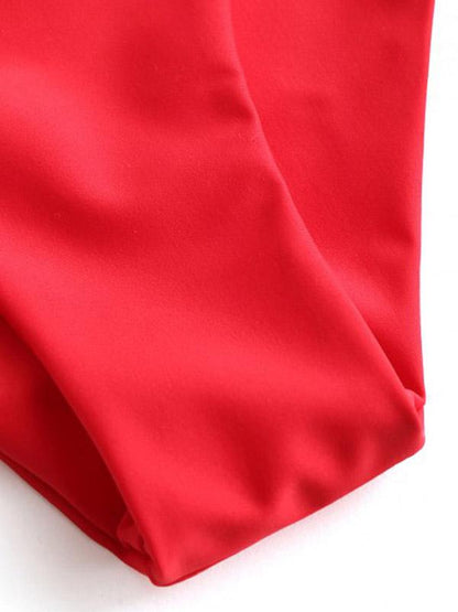 Solid Color Triangles Split Bikini Swimsuit