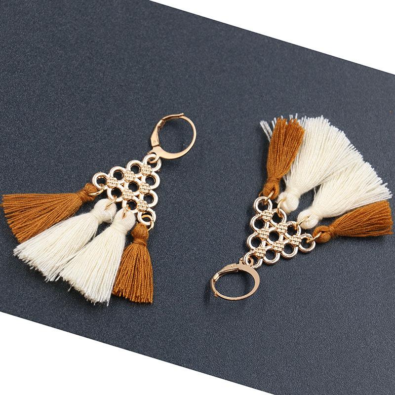 Alloy new circle long tassel Bohemian Earrings Wholesale