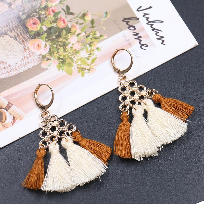 Alloy new circle long tassel Bohemian Earrings Wholesale