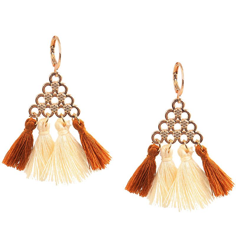 Alloy new circle long tassel Bohemian Earrings Wholesale