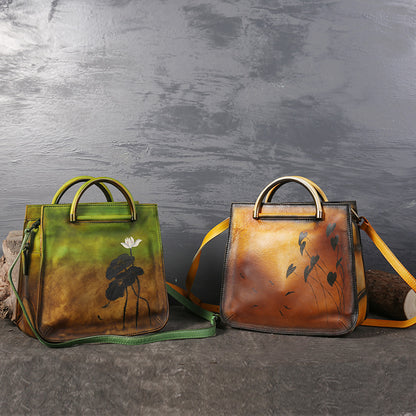 WOMEN GENUINE LEATHER VINTAGE TOTEM DESIGNER HANDBAG SHOULDER BAG