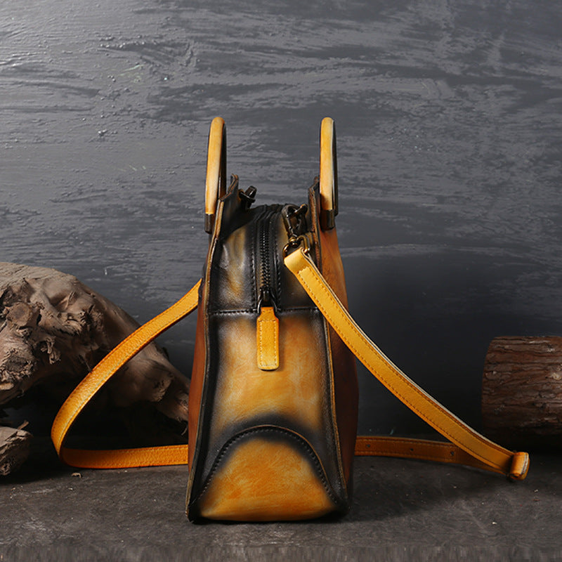 WOMEN GENUINE LEATHER VINTAGE TOTEM DESIGNER HANDBAG SHOULDER BAG