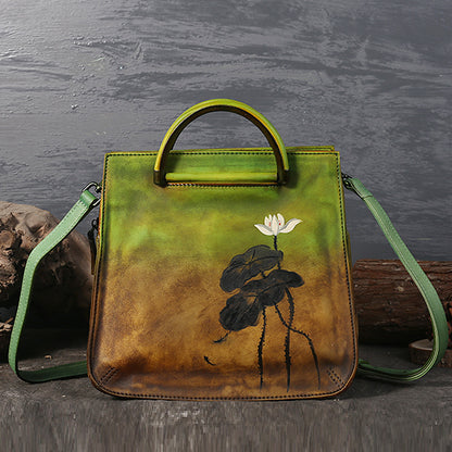 WOMEN GENUINE LEATHER VINTAGE TOTEM DESIGNER HANDBAG SHOULDER BAG